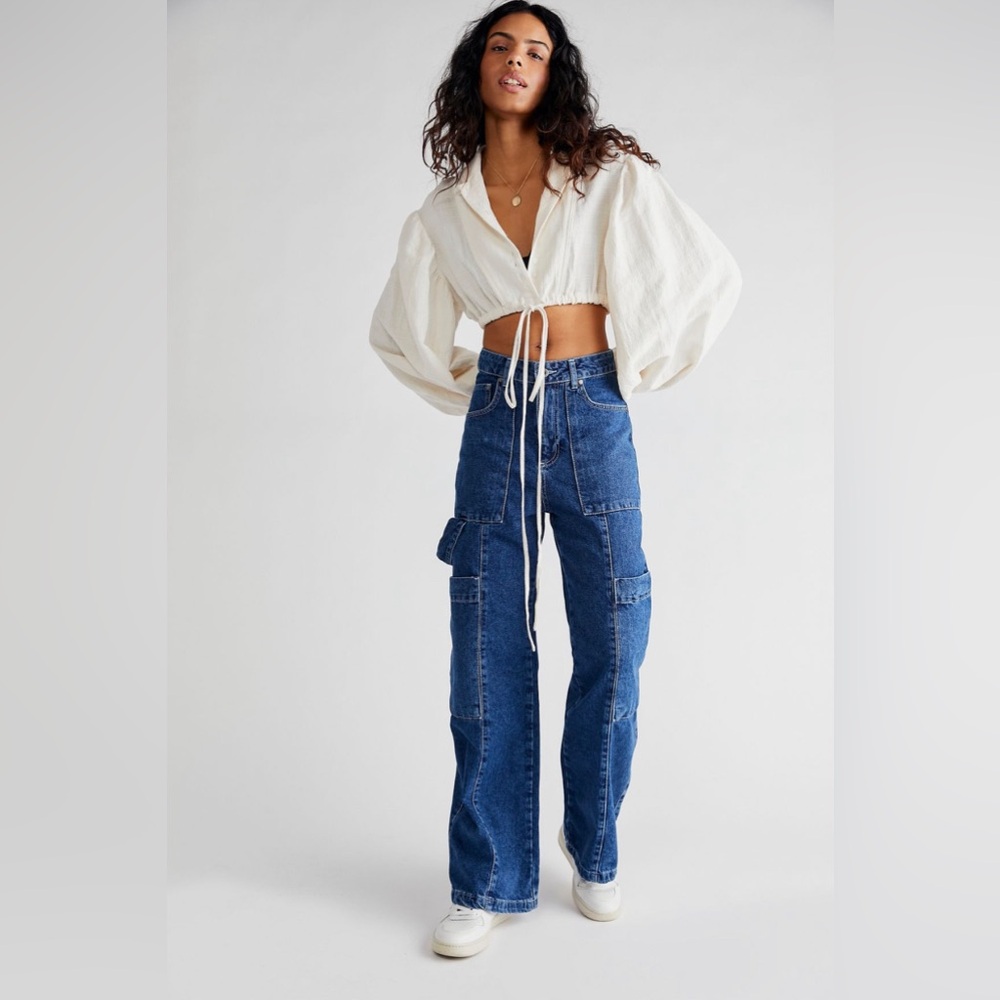 Free People RAGGED PRIEST Shapeshifter Combats Cargo Jeans Medium Wash